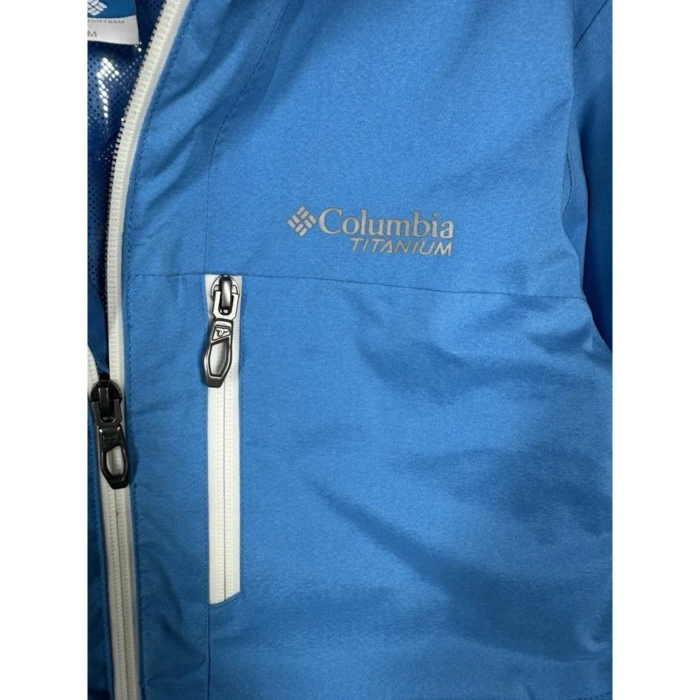 Columbia‎ Titanium Omni Tech Omni Heat Jacket Youth Medium Blue Waterproof Hood